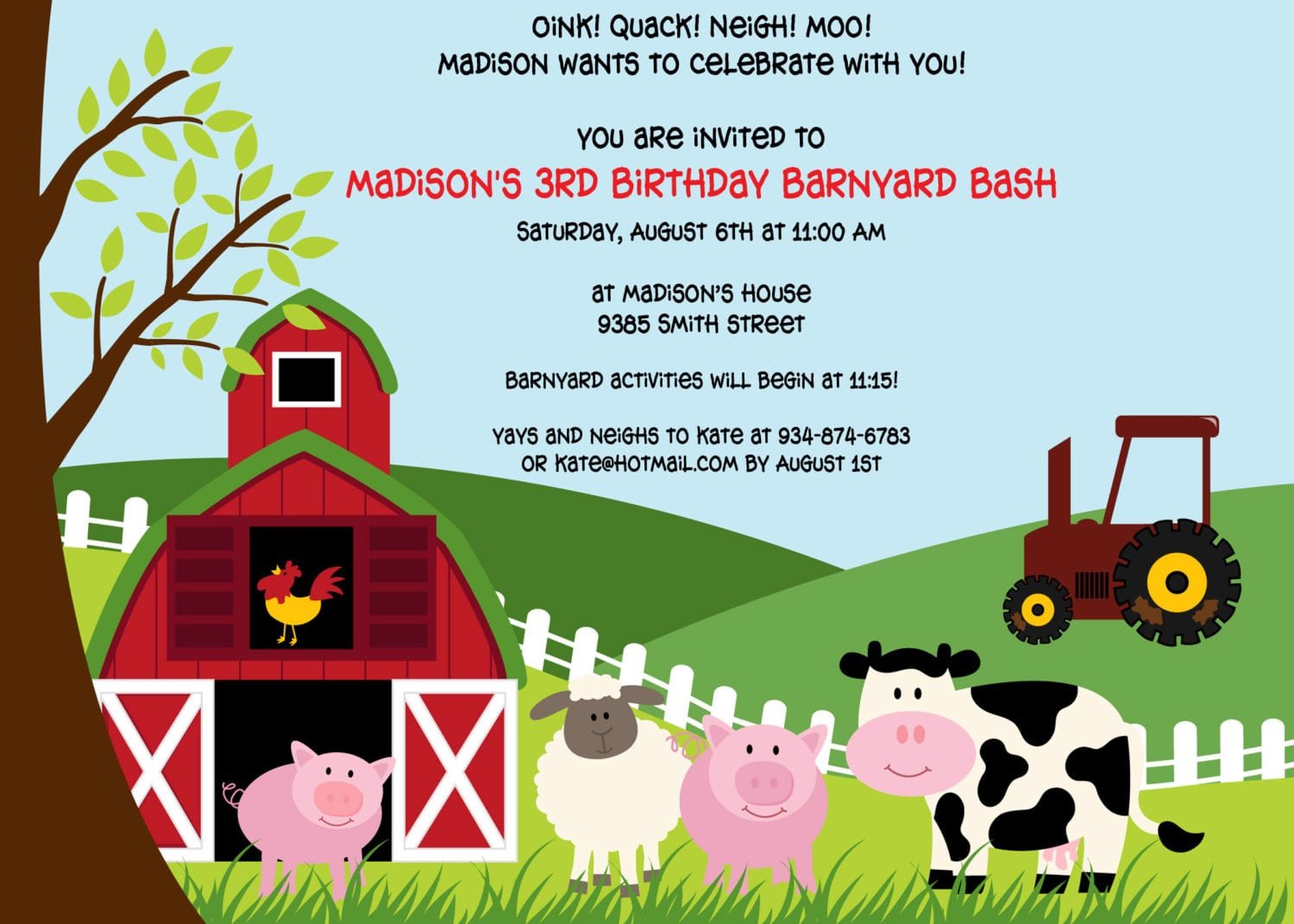 Farm Animal Birthday Party Invitations