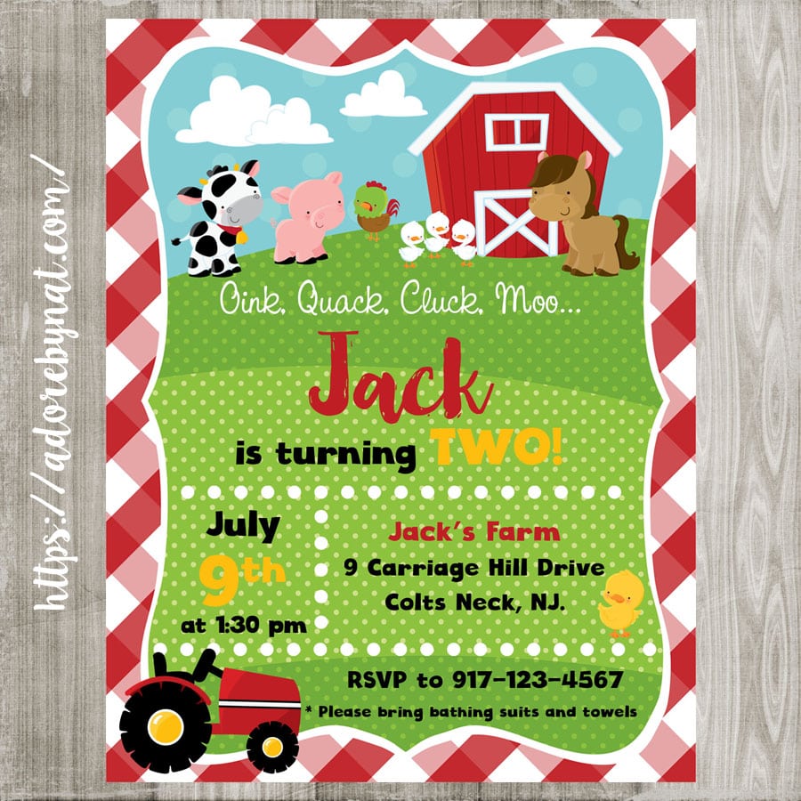 Farm Animals Party Invitations