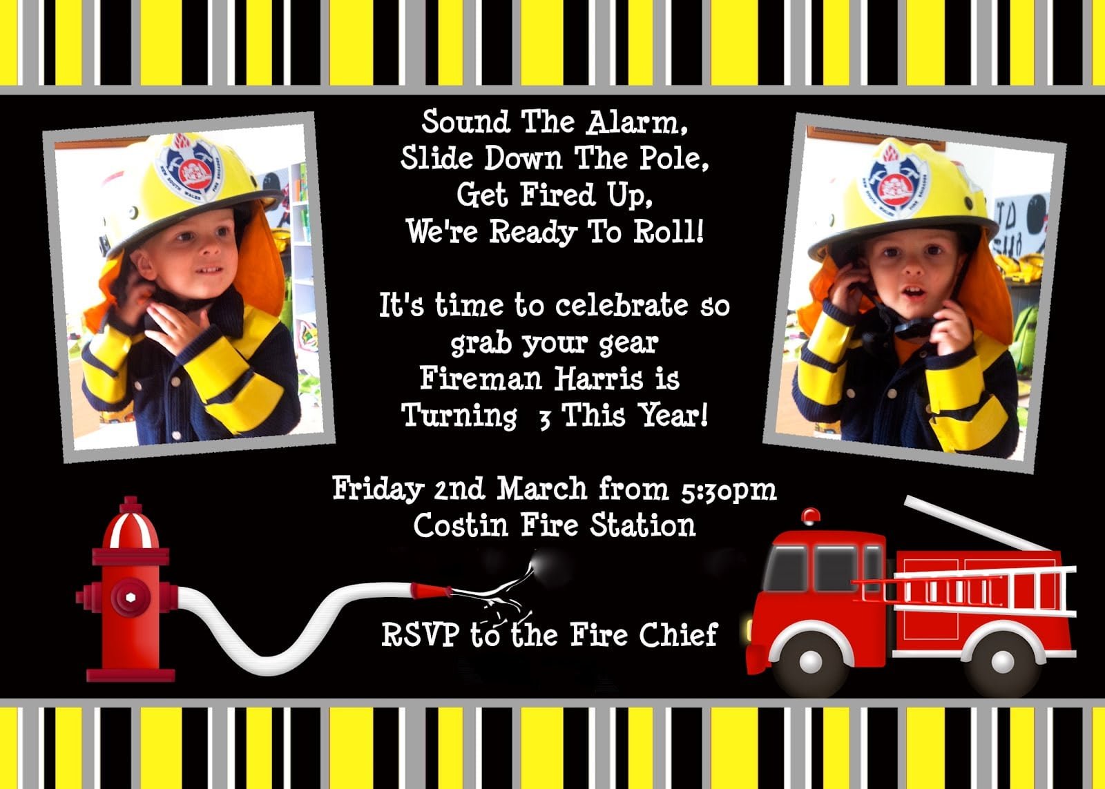 Firefighter Birthday Invitations