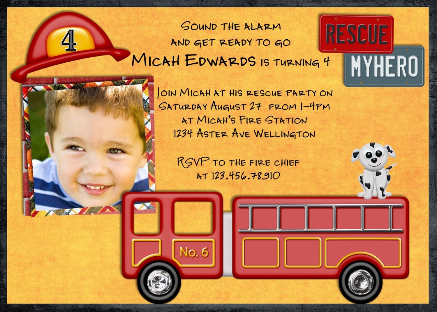 Firefighter Birthday Invitations   Katinabags Com