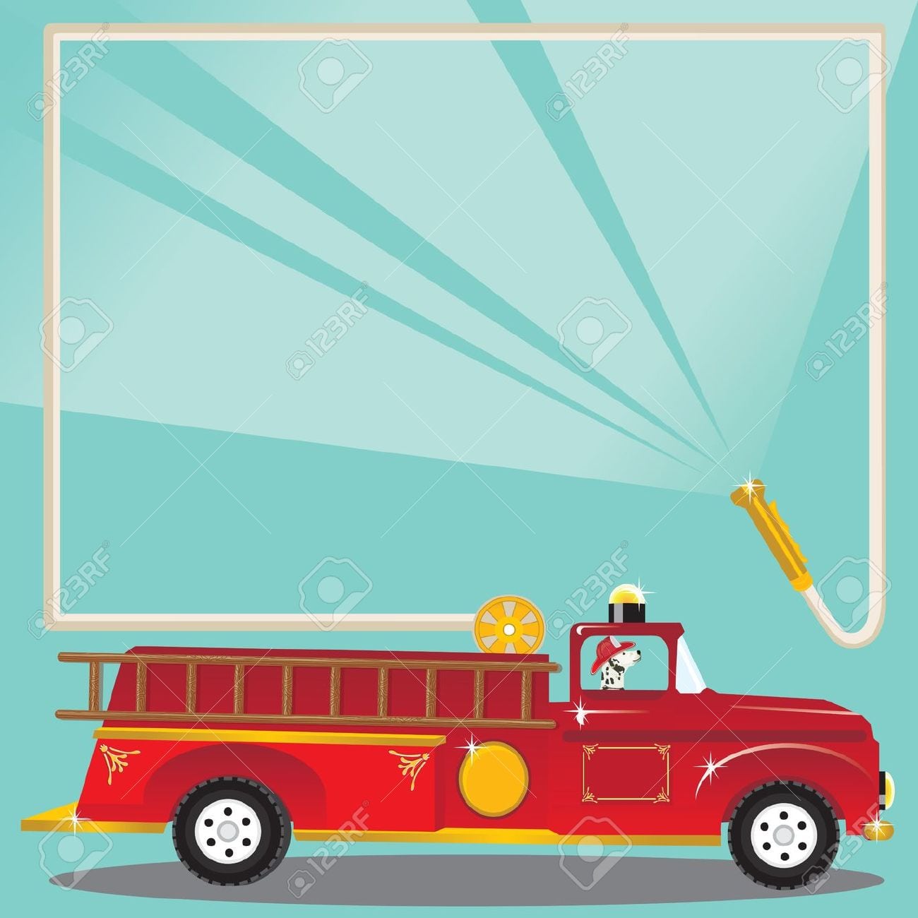 Firetruck Birthday Party Invitation  Super Cute Firetruck With