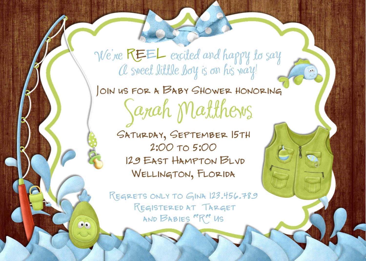 Fishing Baby Shower Invitation Rustic Gone Fishing Printable