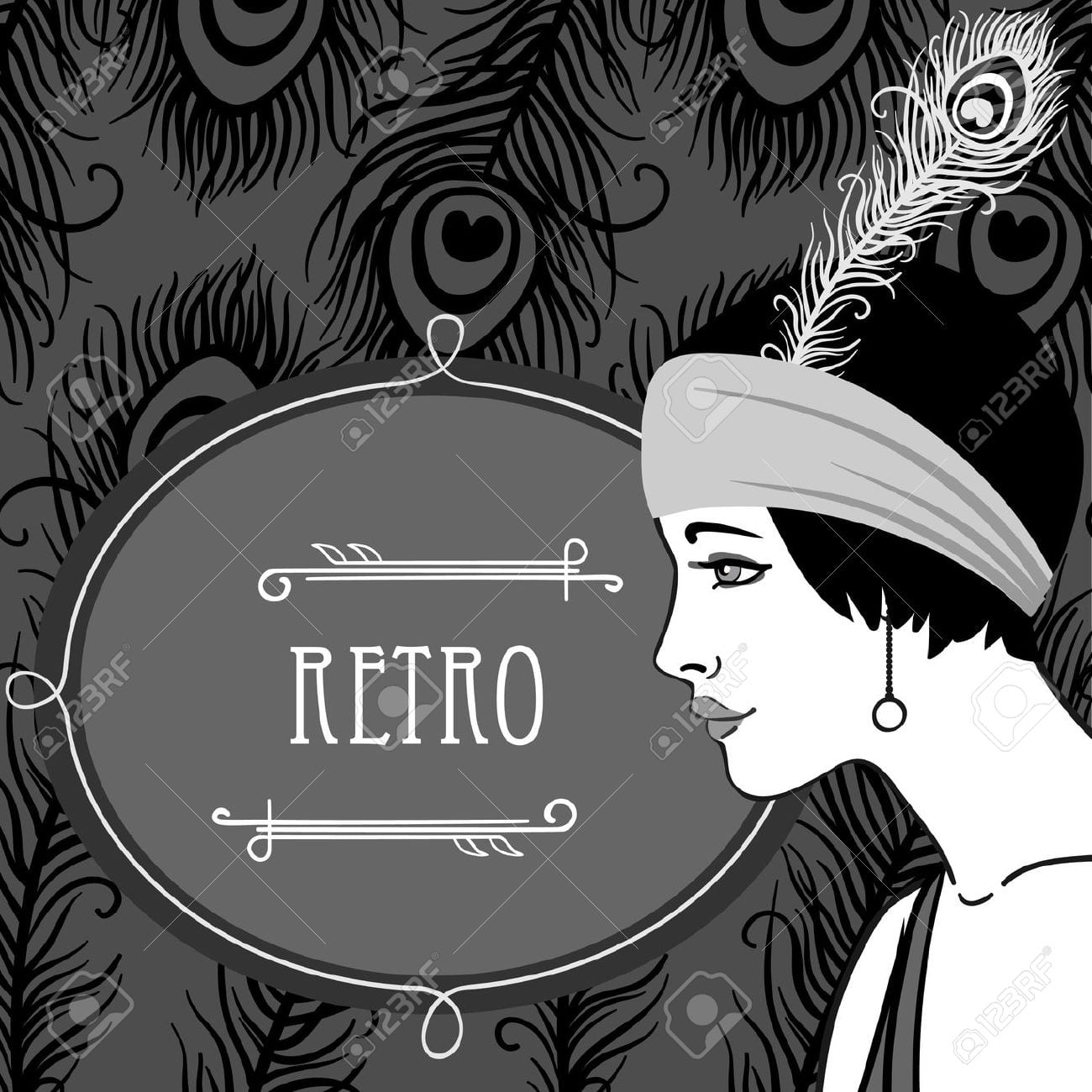 Flapper Girls Set  Retro Party Invitation Design In 20's Style