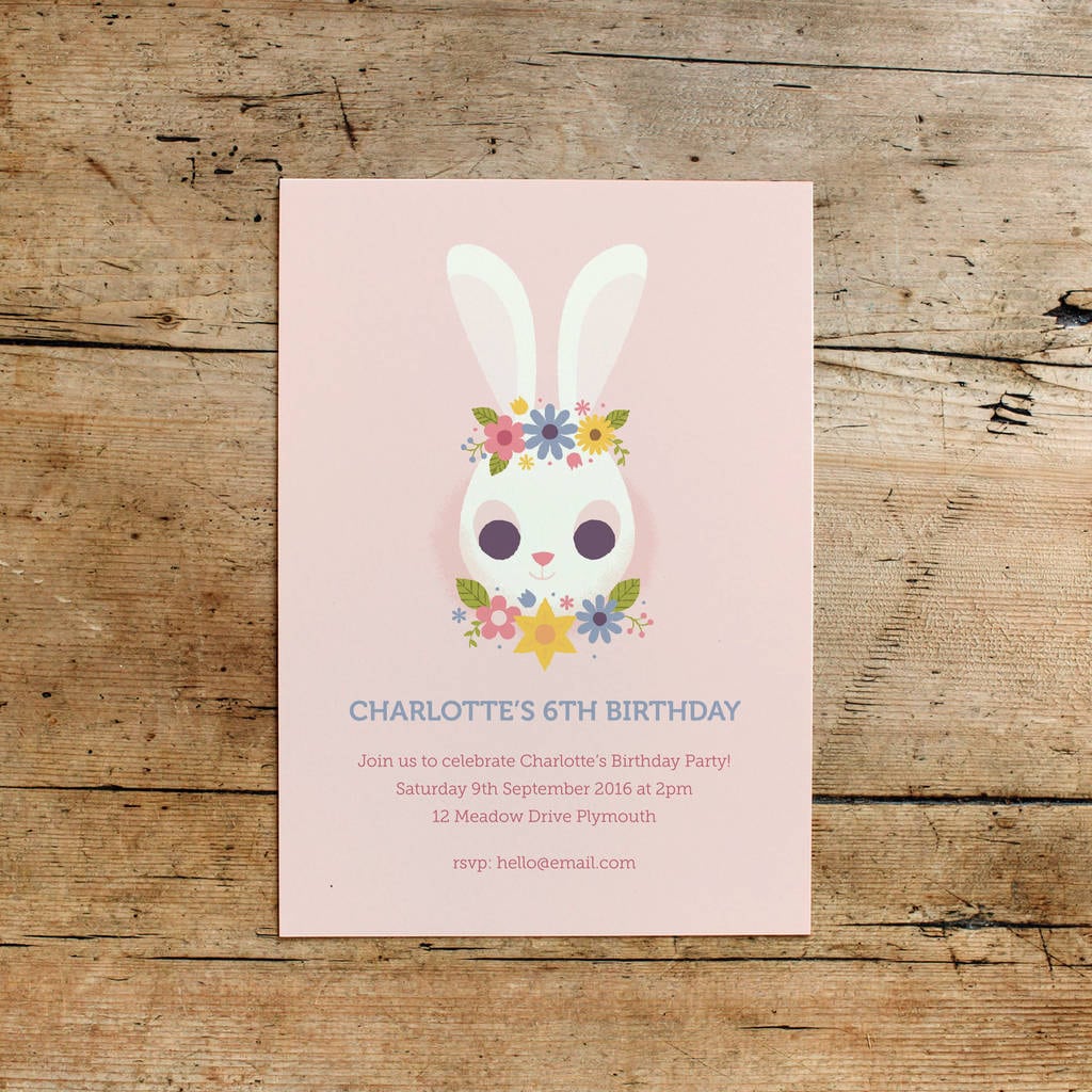 Floral Bunny Children's Birthday Party Invitations By Dearly