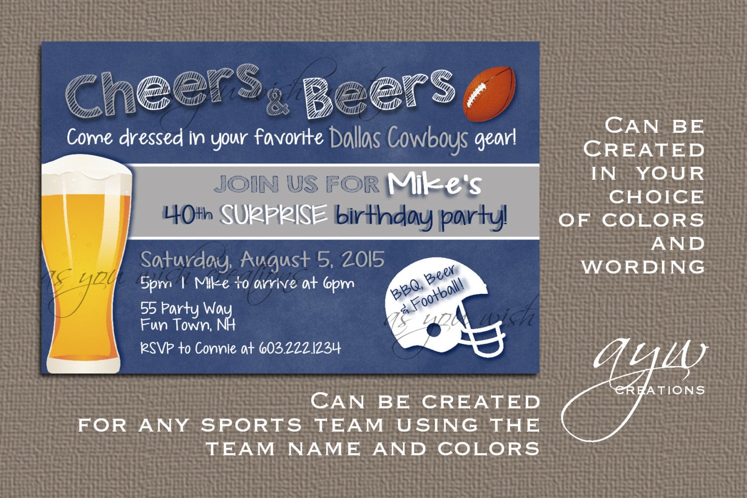 Football Party Invitation Printable Cheers And Beers