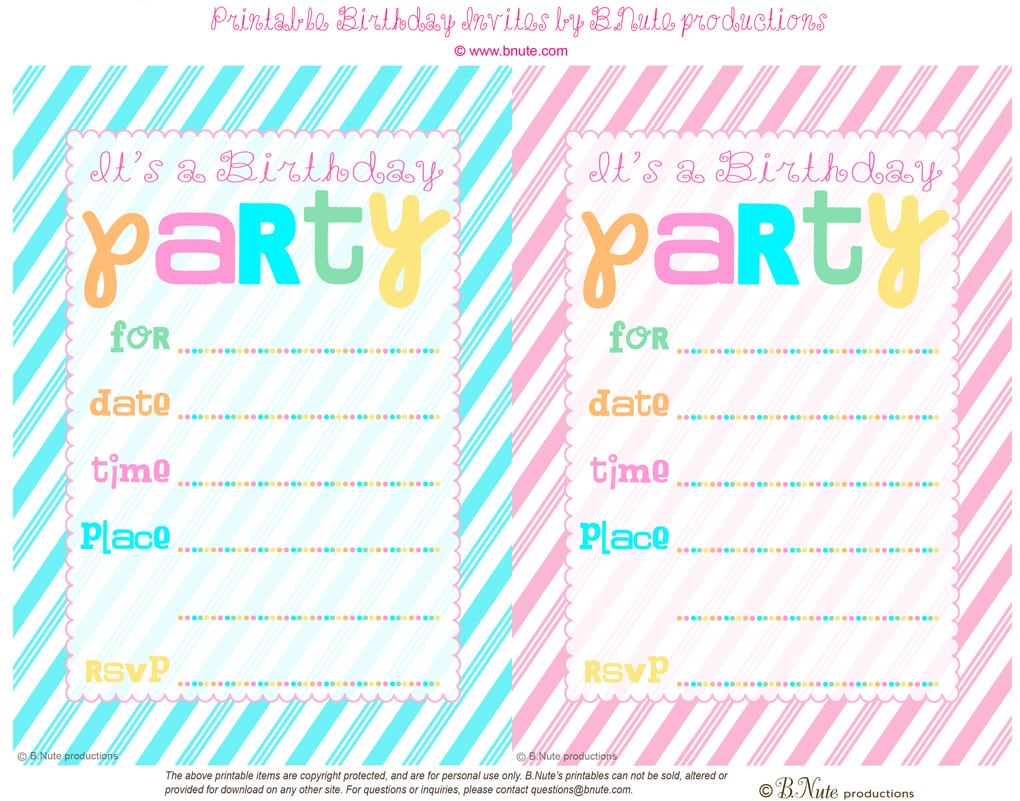 Free Birthday Party Invitation Template  Free Printable Birthday