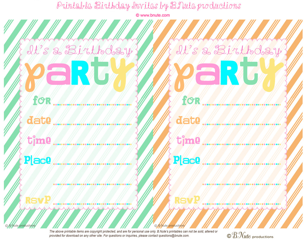 Free Birthday Party Invitations