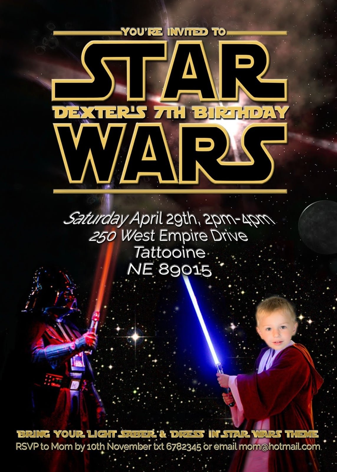 Free Kids Party Invitations  Star Wars Party Invitation (self