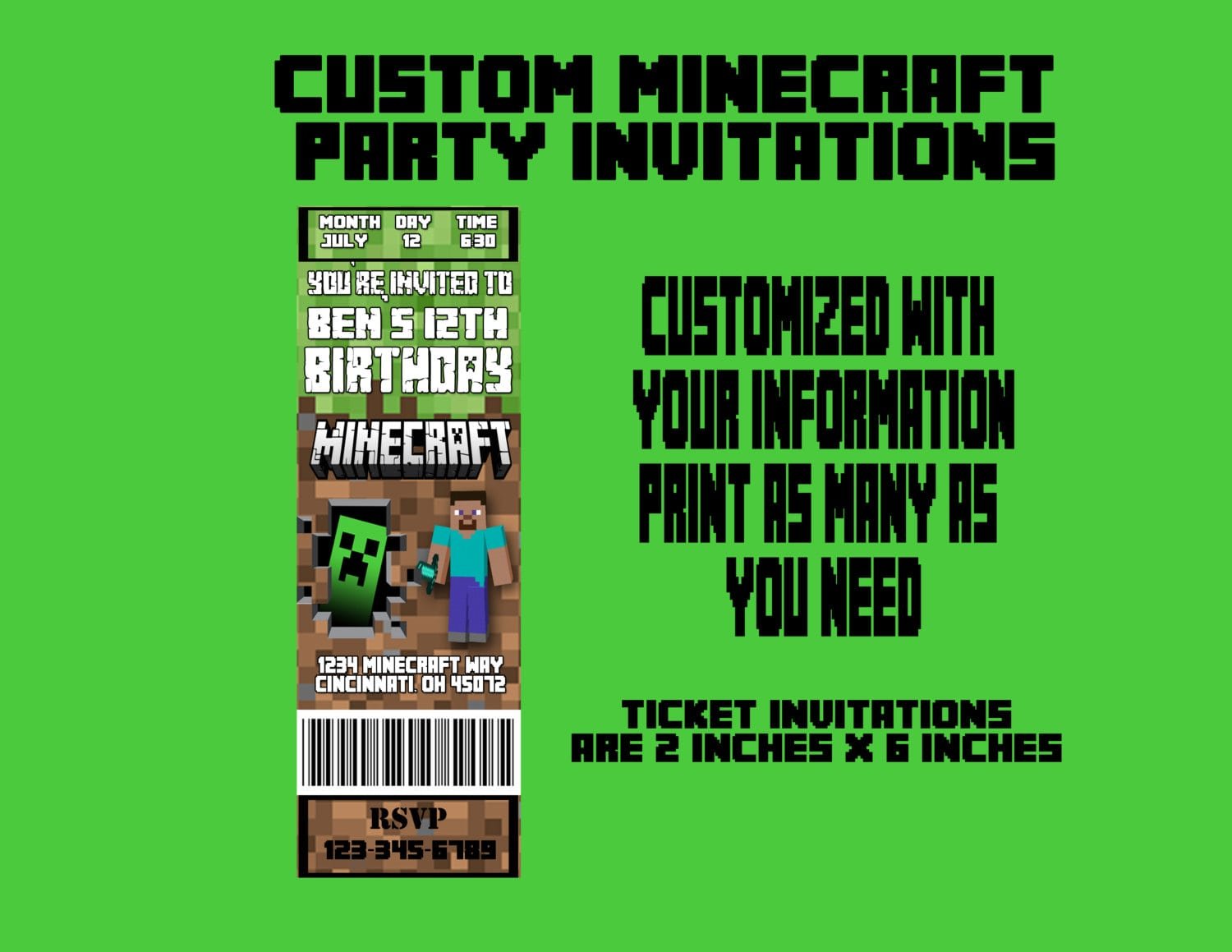 Free Minecraft Invitation Template