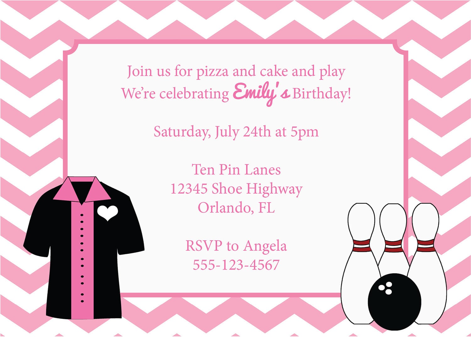 Free Printable Girl Bowling Birthday Party Invitations