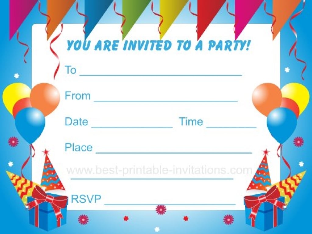 Free Printable Kids Birthday Party Invitations Templates