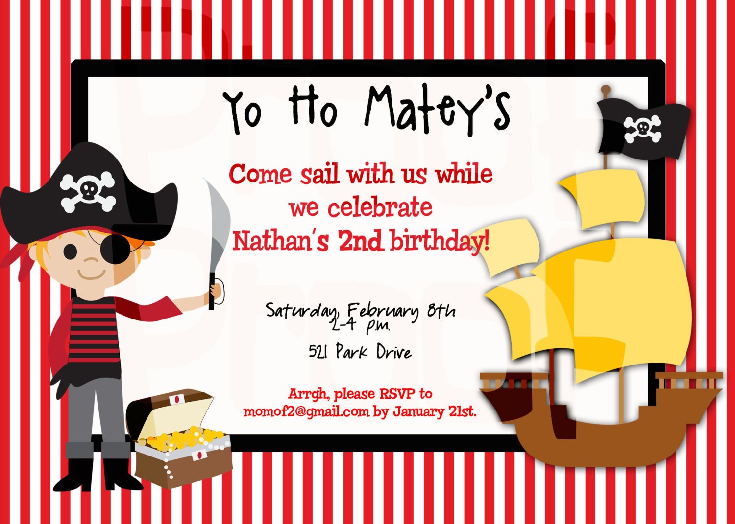 Free Printable Pirate Birthday Party Invitations