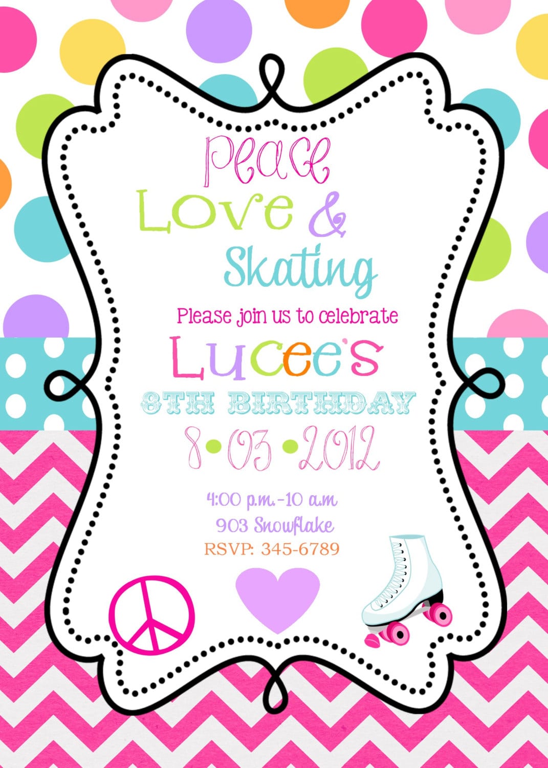 Free Printable Roller Skating Birthday Party Invitations