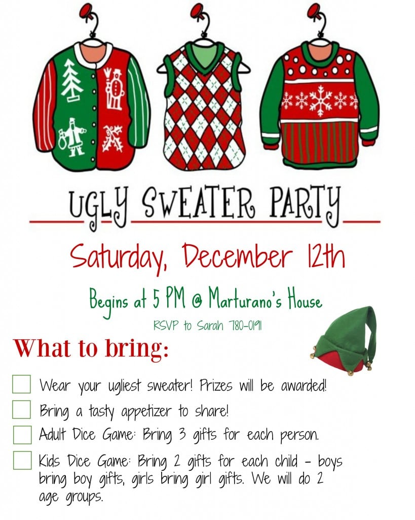 Free Ugly Sweater Party Invite Printable Christmas Invitations