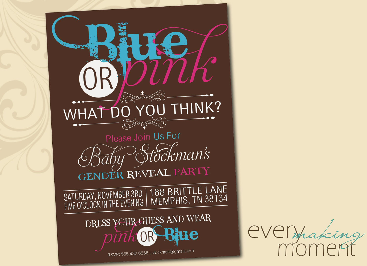 Gender Reveal Party Invitation