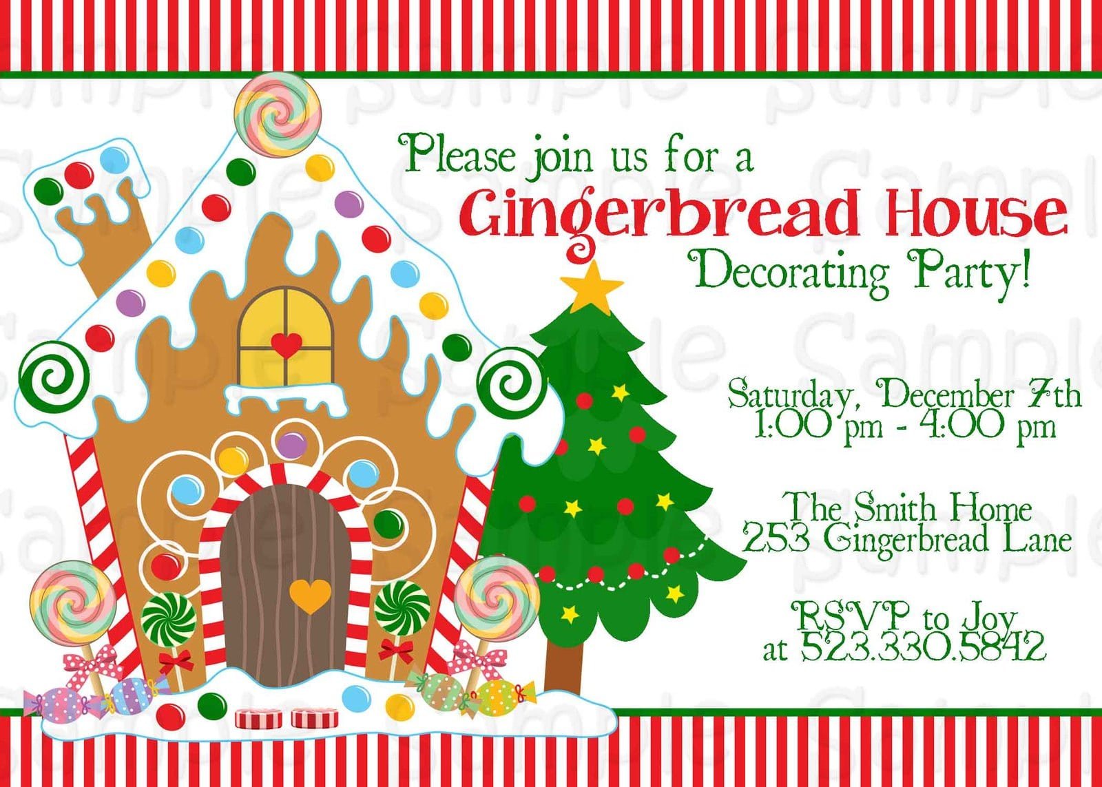 Gingerbread House Decorating Party Invitations