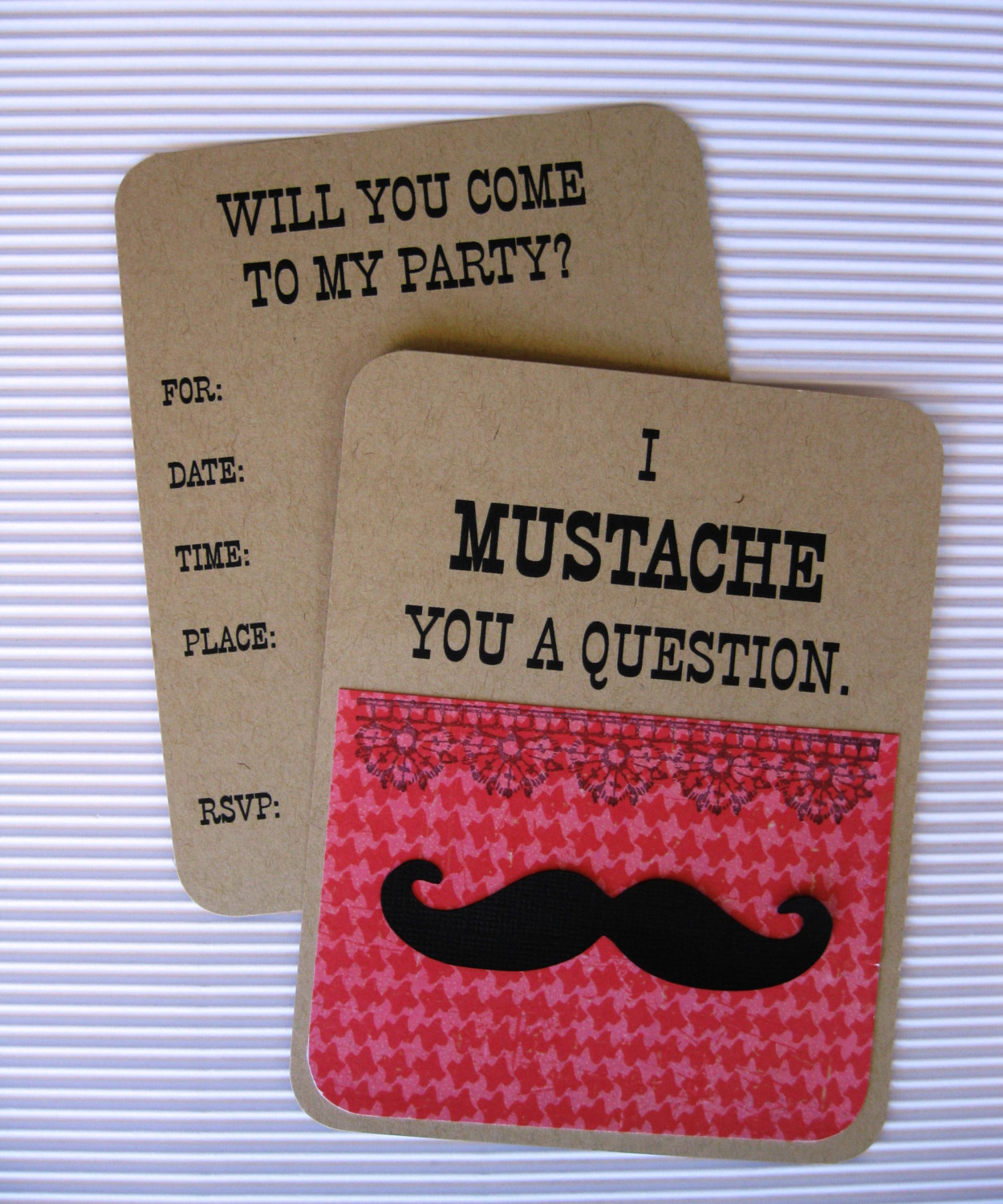 Girl's Mustache Party Invitation