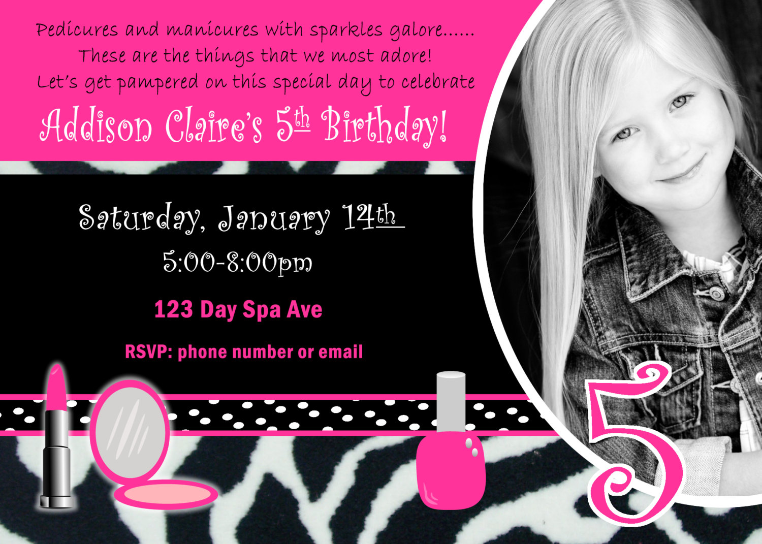 Girls Spa Birthday Party Invitations