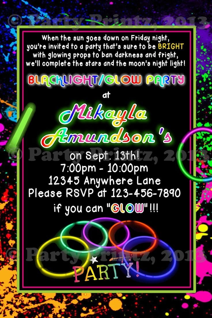 Glow Party Invitations