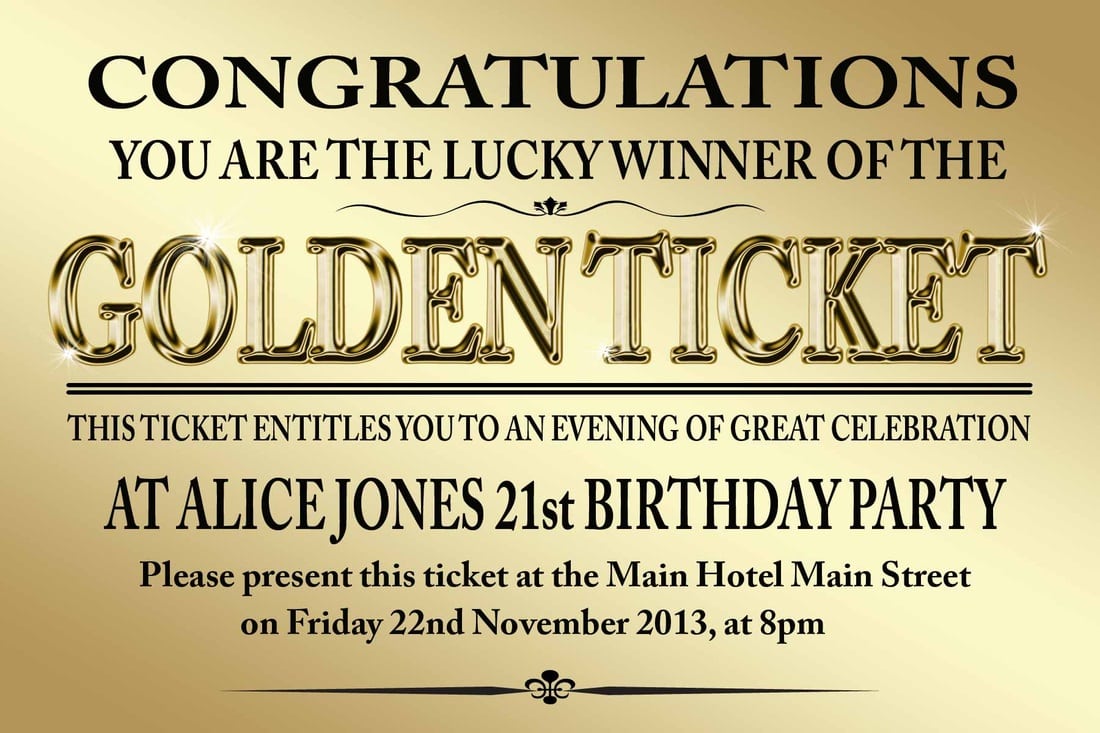 Golden Ticket Invitation
