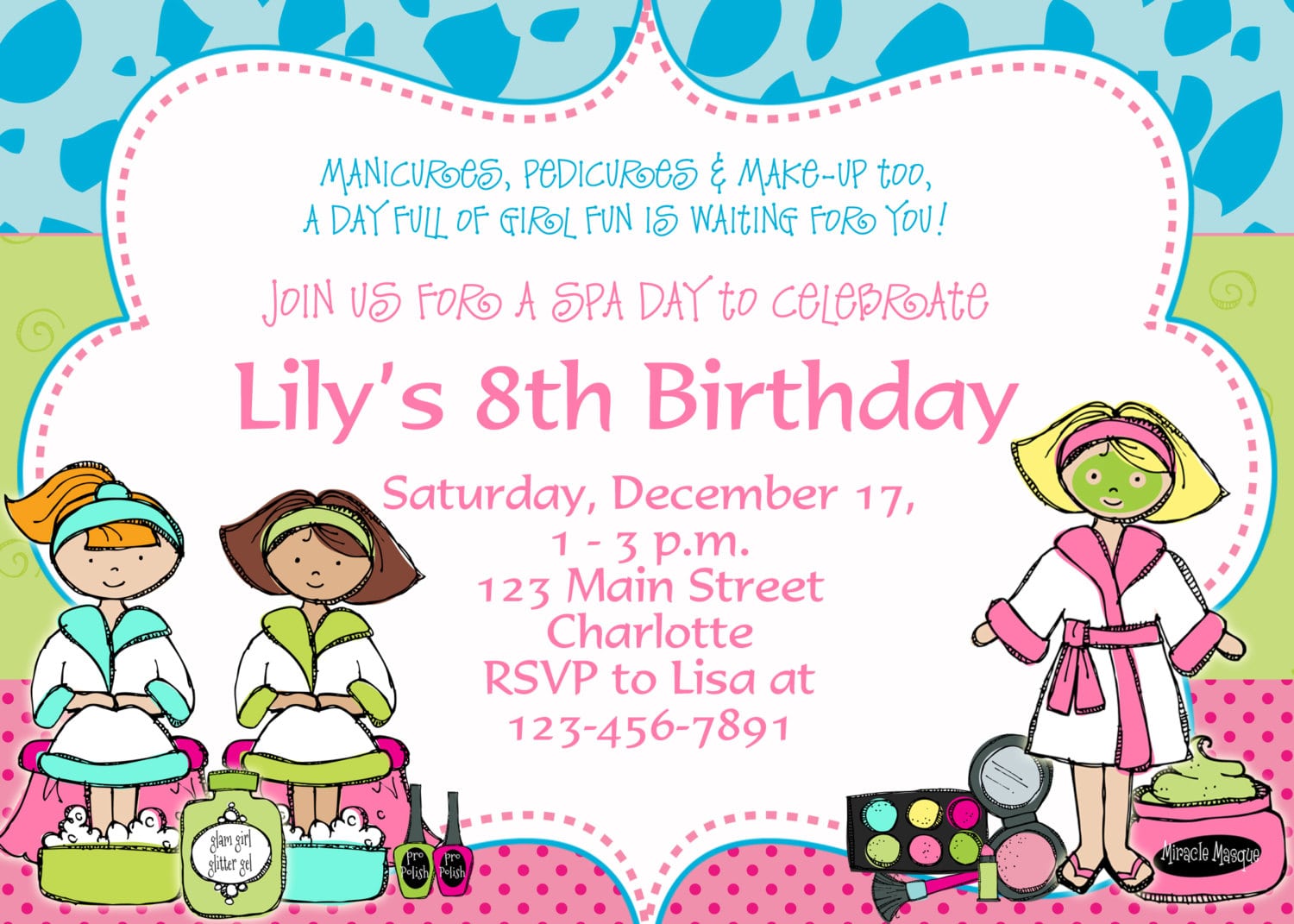 Good Free Printable Spa Birthday Party Invitations Amid Luxurious