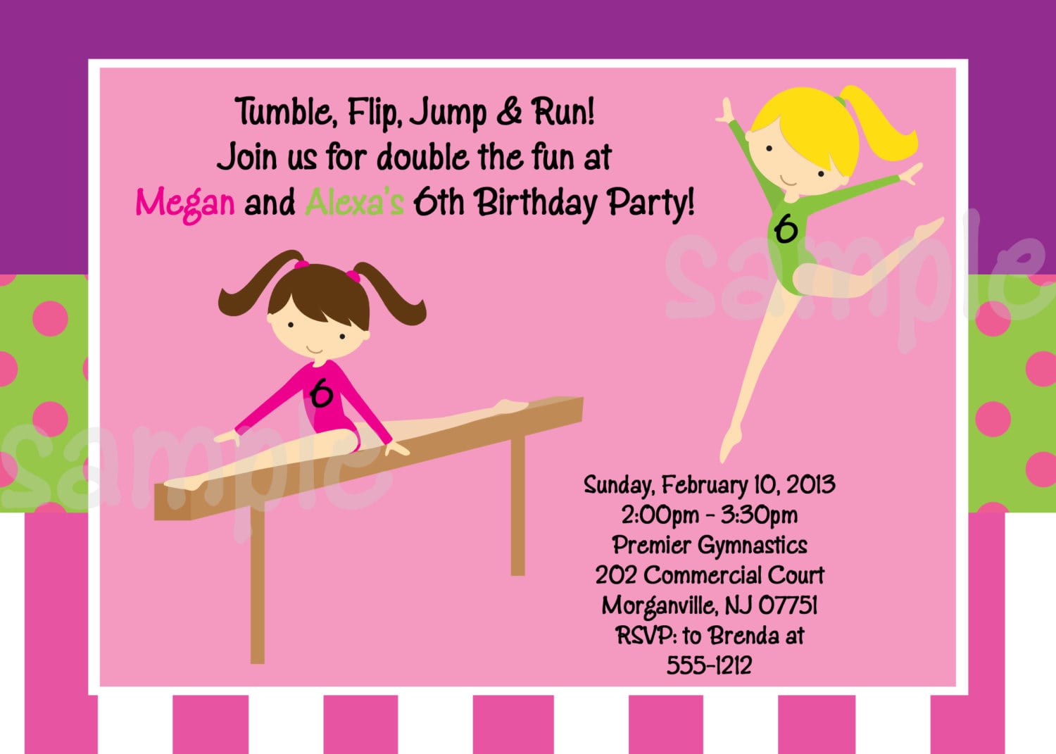 Gymnastics Birthday Invitations
