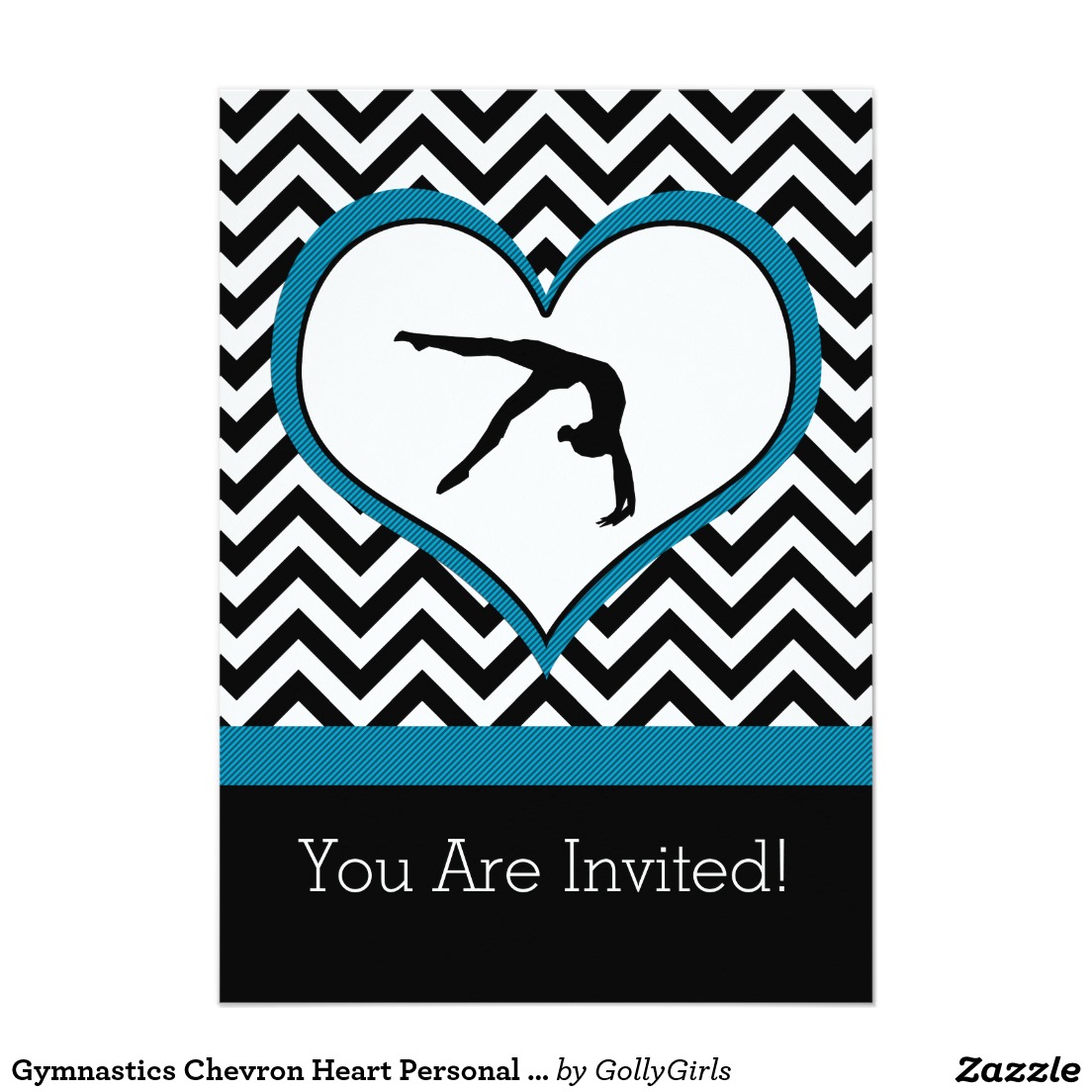 Gymnastics Chevron Heart Personal Party Invitation