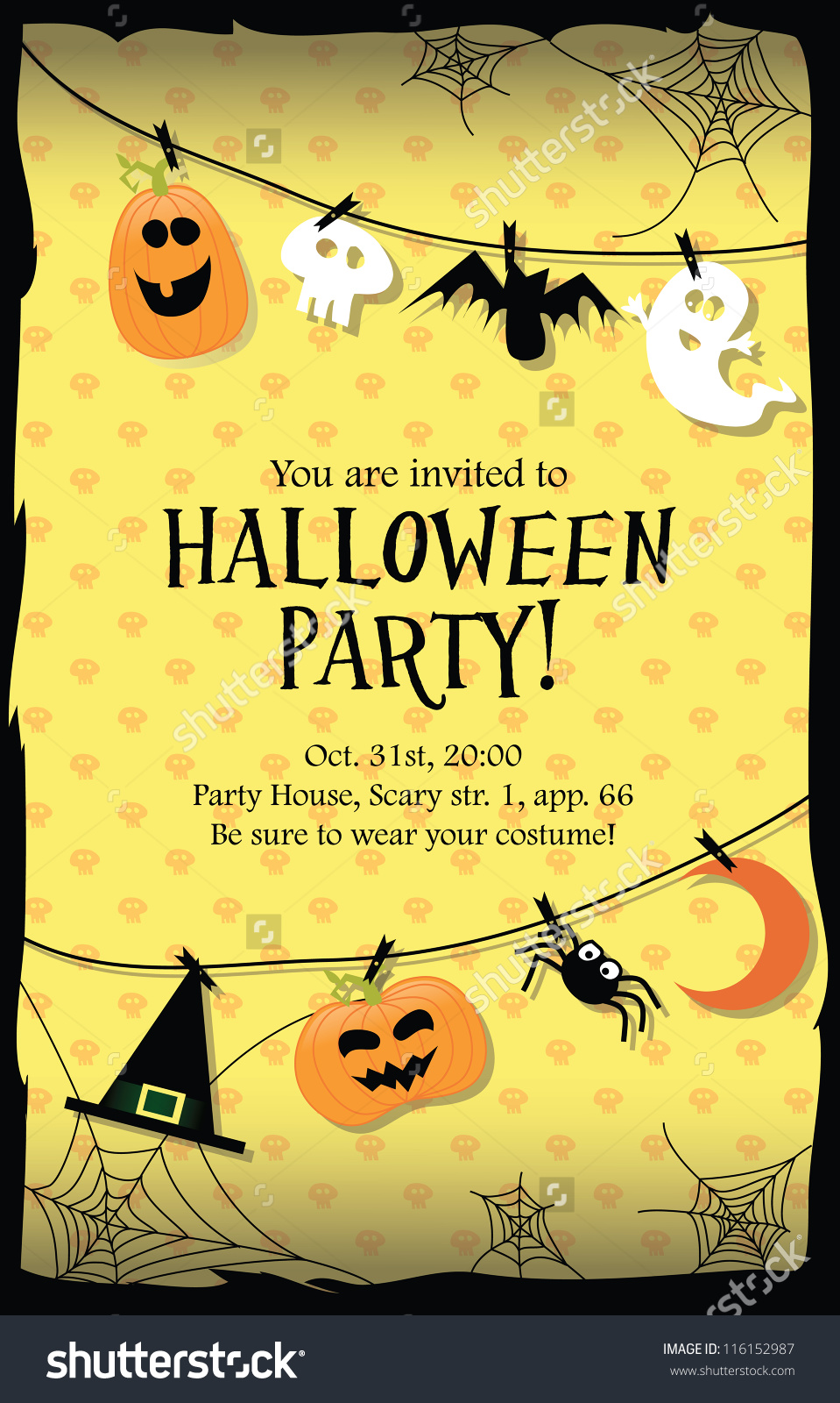 Halloween Party Invitation Card Stock Vector 116152987