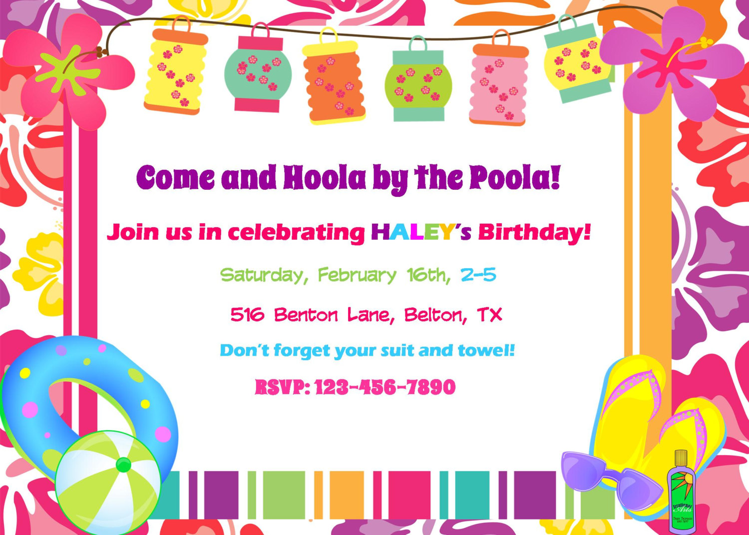 Hawaiian Party Invitations