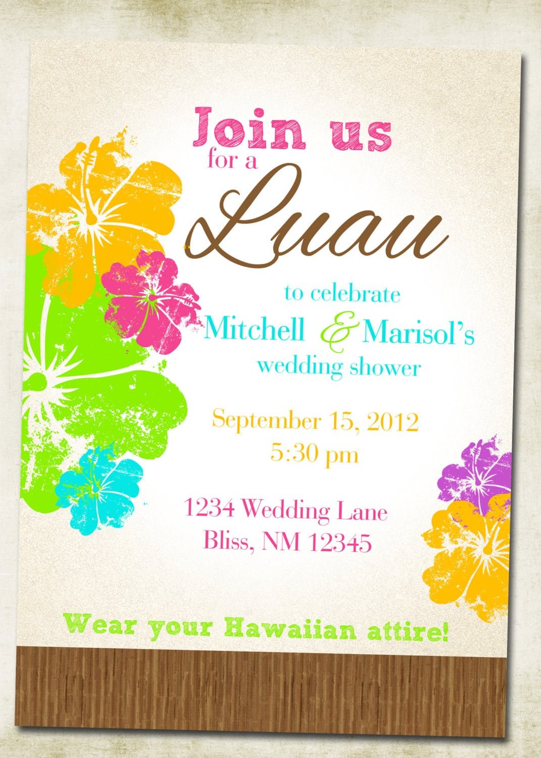 Hawaiian Theme Party Invitations