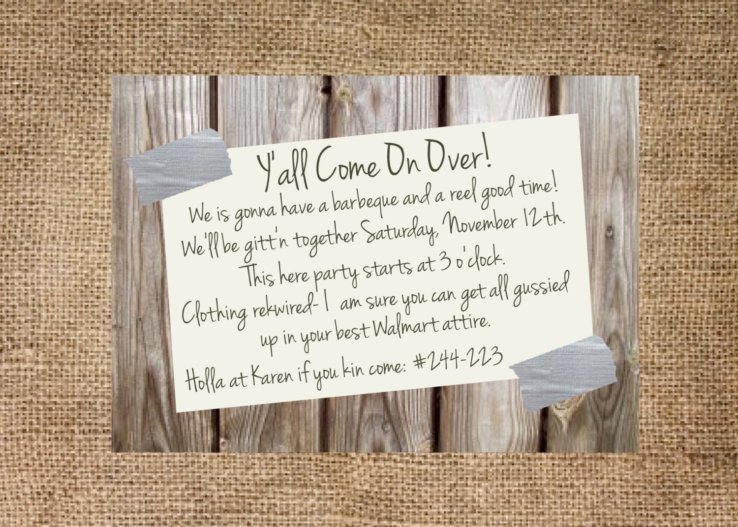 Hillbilly Party Invitation
