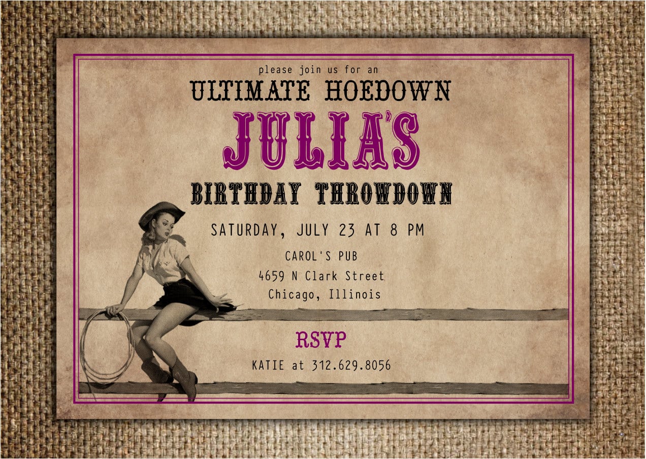 Hoedown Party Invitation   Birthday Hen's
