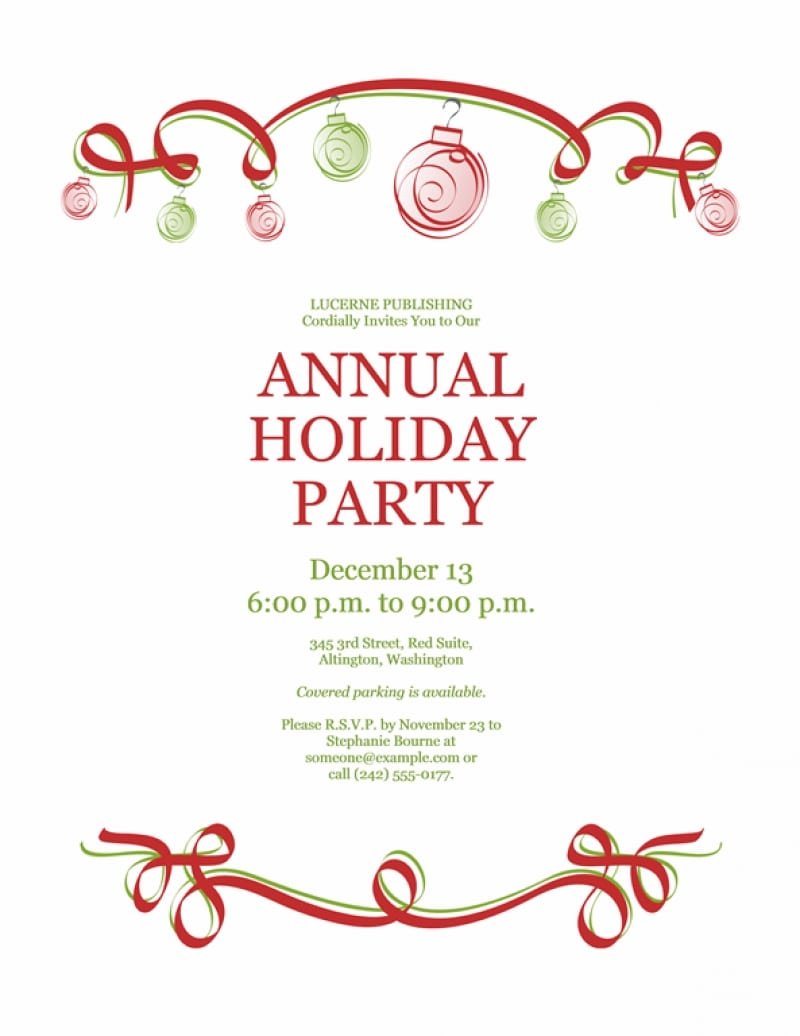Holiday Party Invitations Template