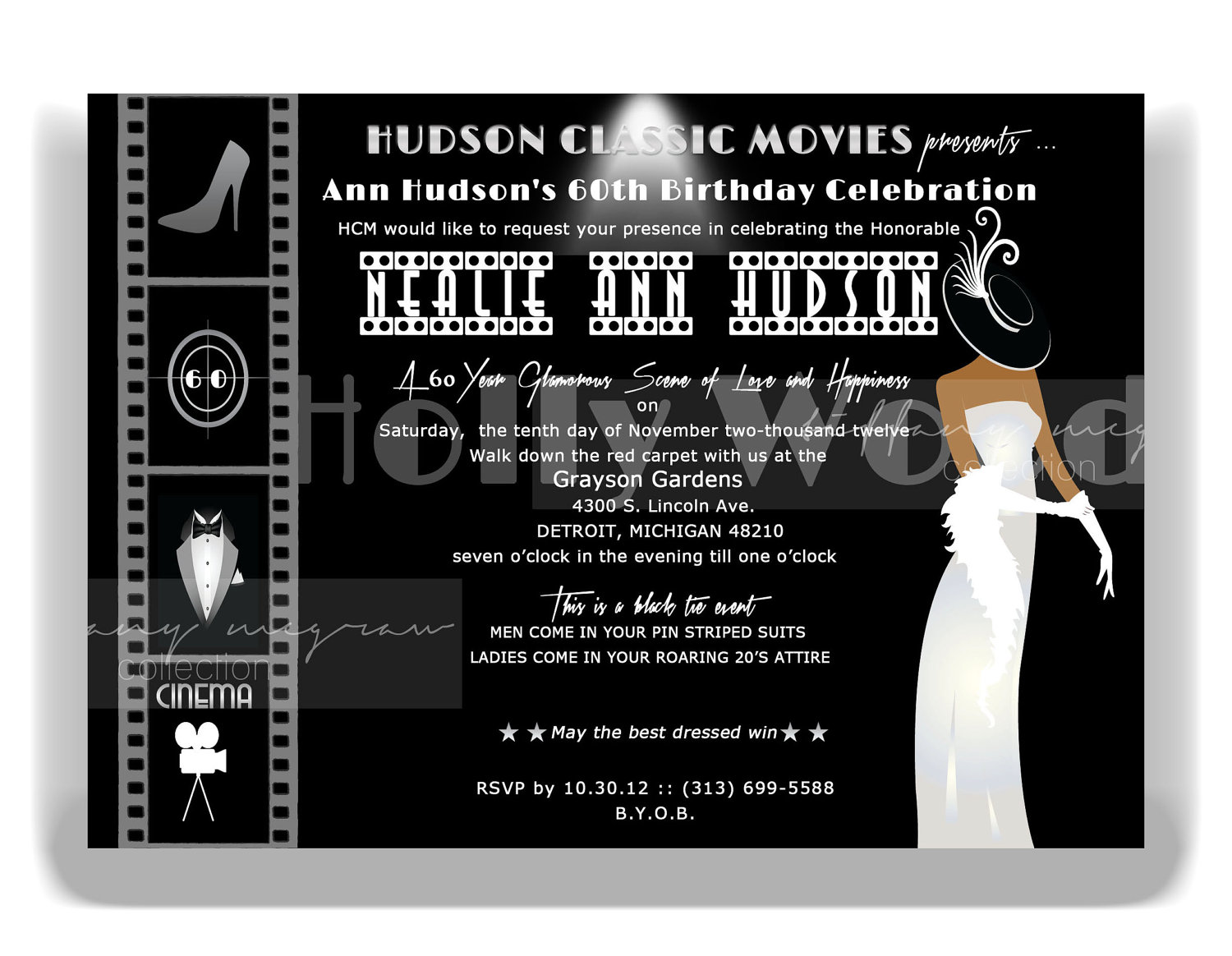 Hollywood Theme Party Invitations