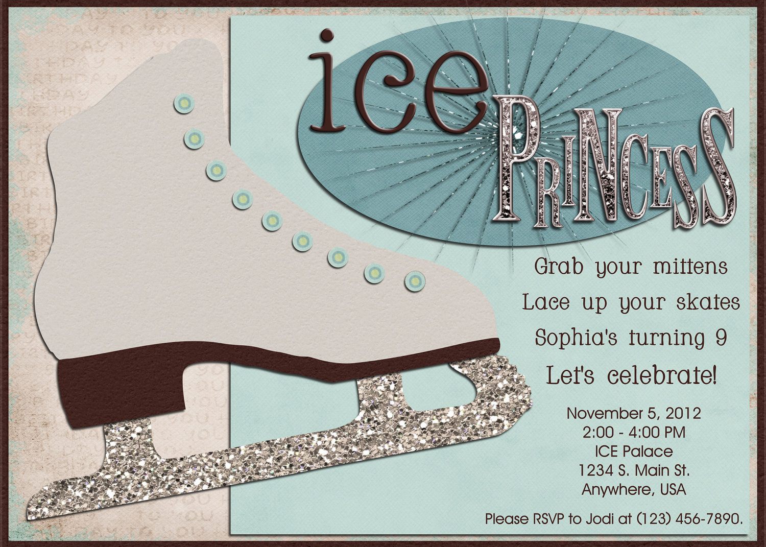 Ice Skating Birthday Party Digital Invitation