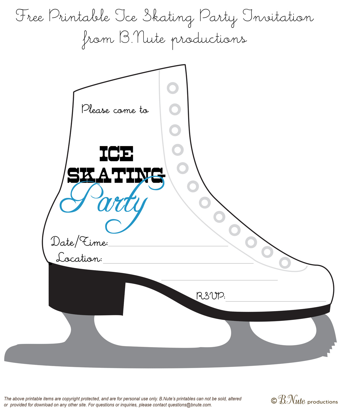 Ice Skating Party Invitation