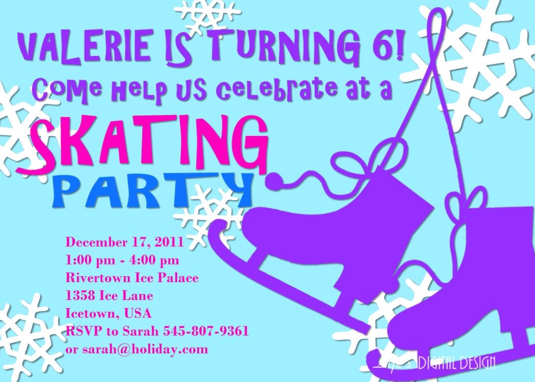 Ice Skating Party Invitation Birthday By Lifesdigitaldesigns