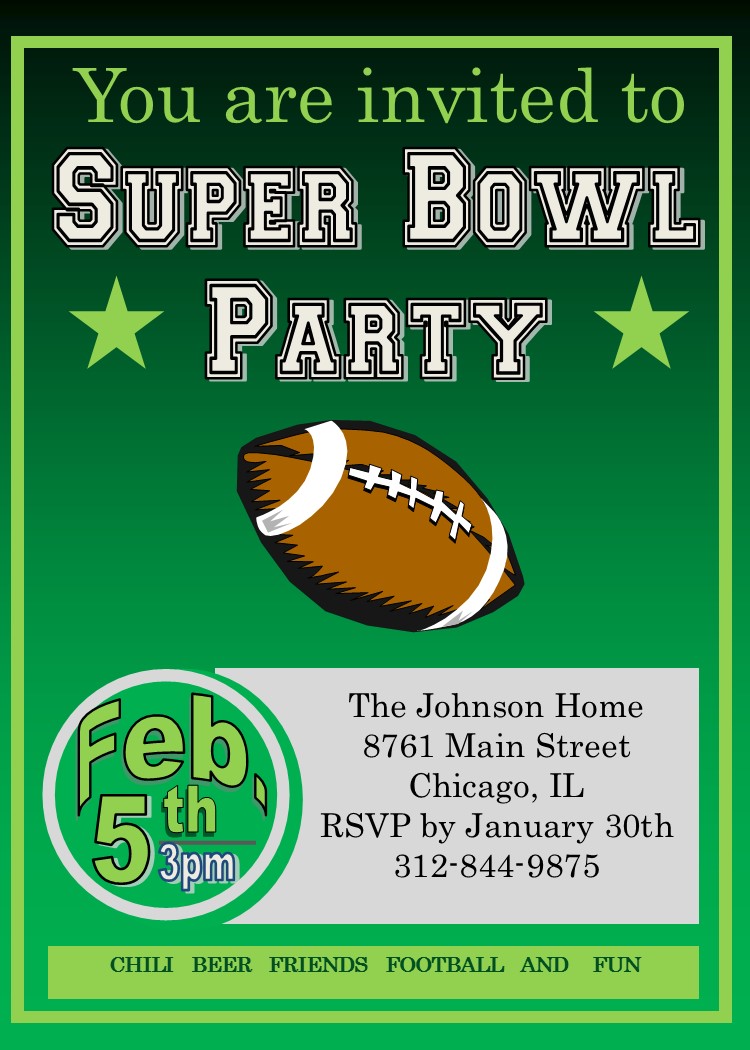 Invitation  Super Bowl Party Invitation Template