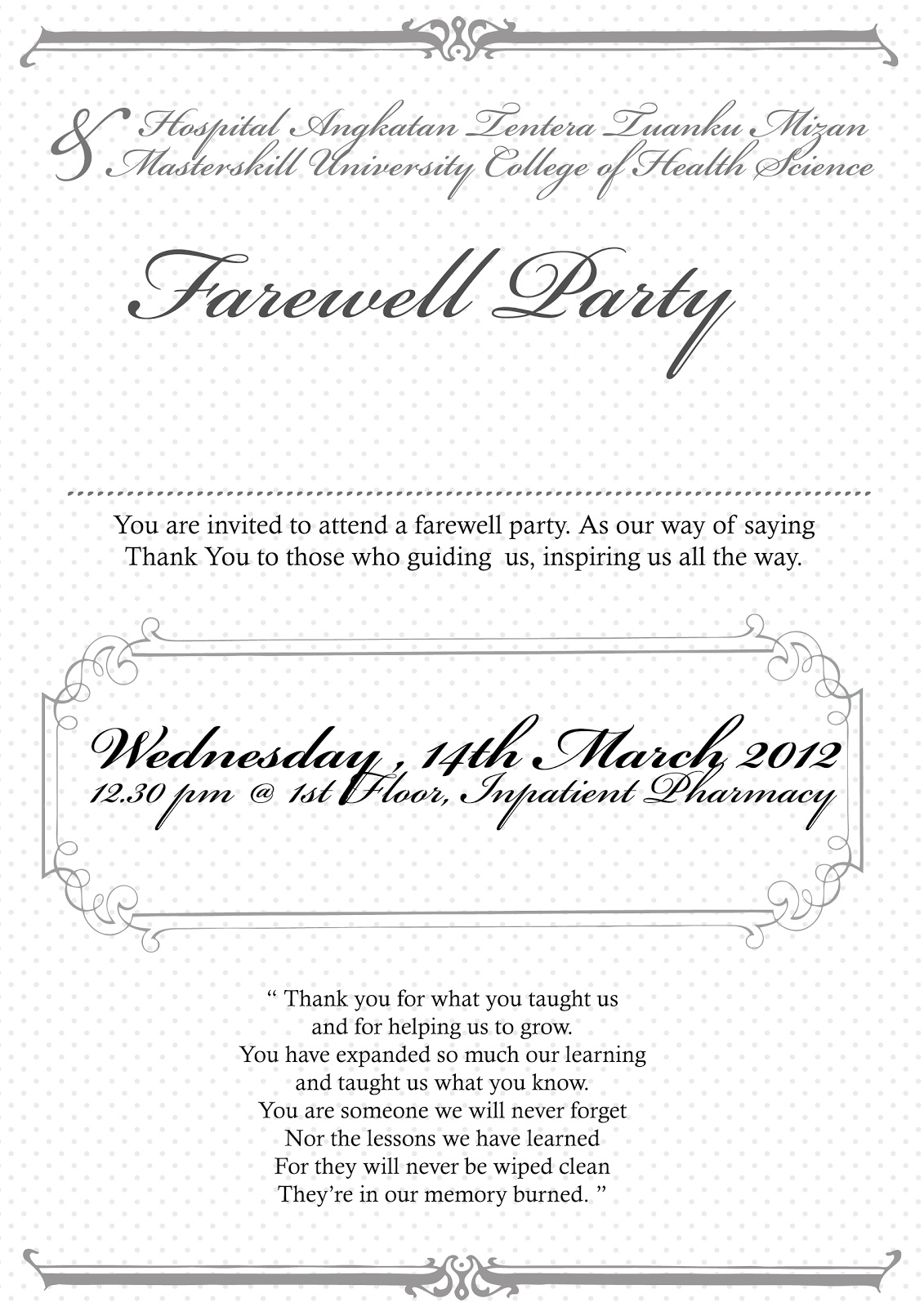 Invitation For Farewell Party