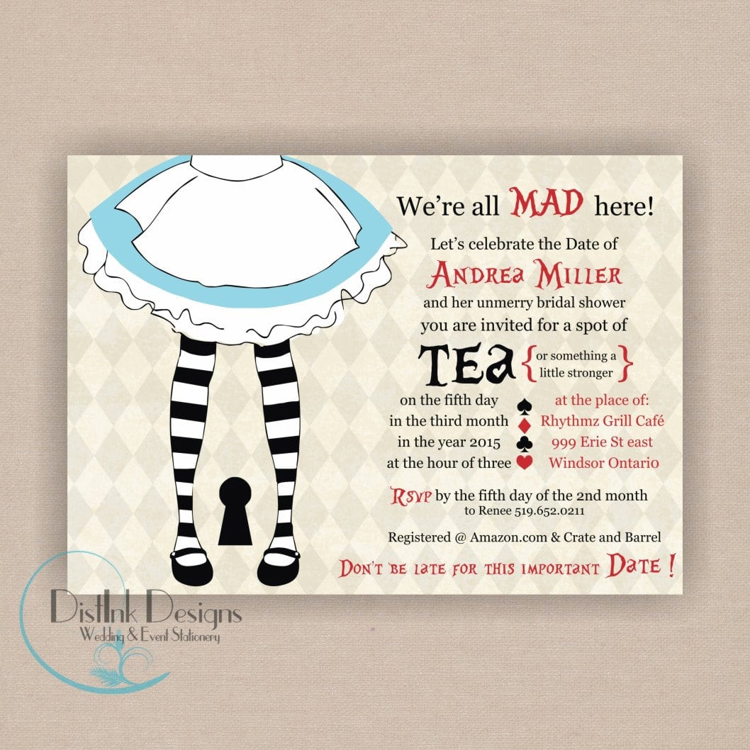 Invitation Wording Mad Hatter Tea Party