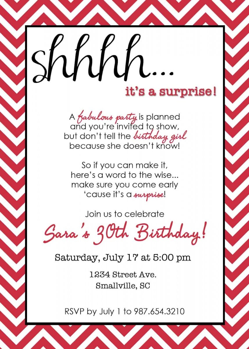 Invitation Wording Surprise Party