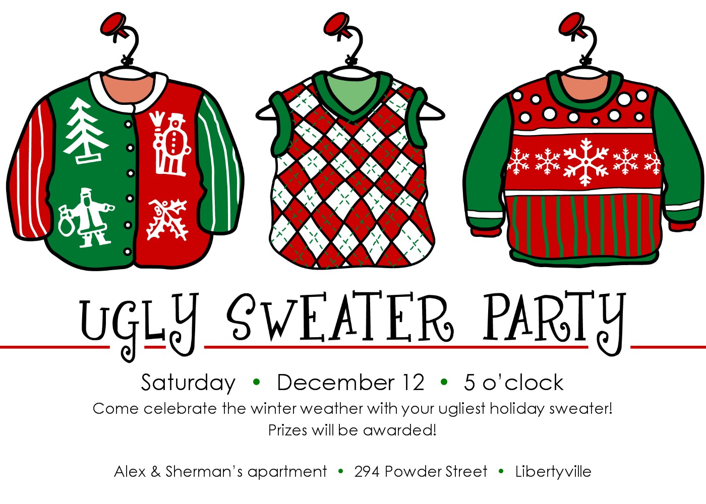 Invitation Wording Ugly Sweater Christmas Party