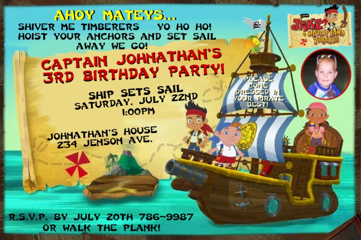 Jake And The Neverland Pirates Birthday Invitations