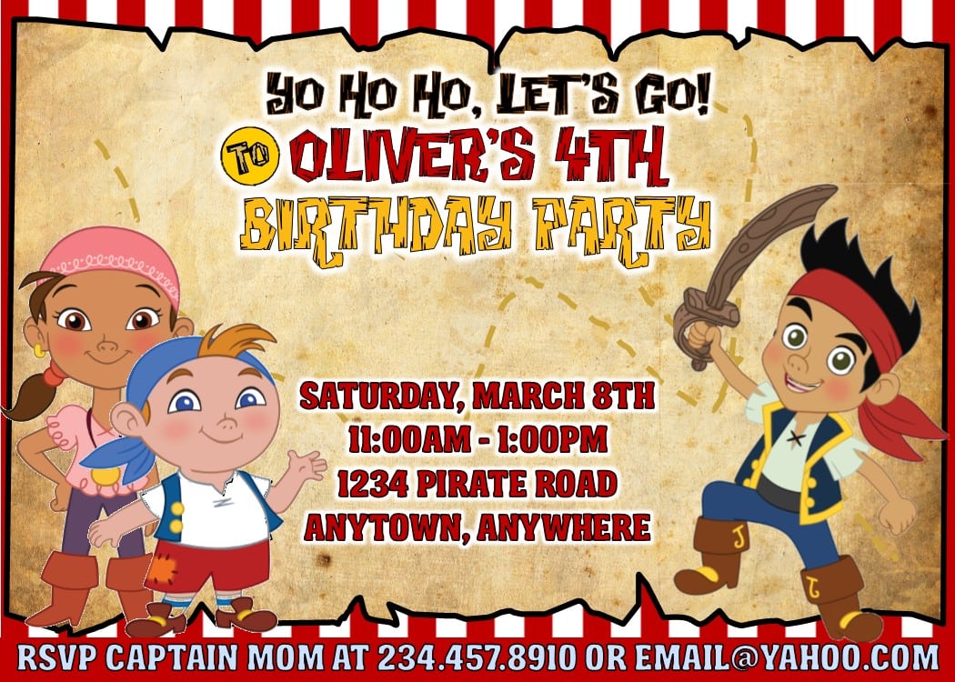 Jake And The Neverland Pirates Party Games, Invitations And More!