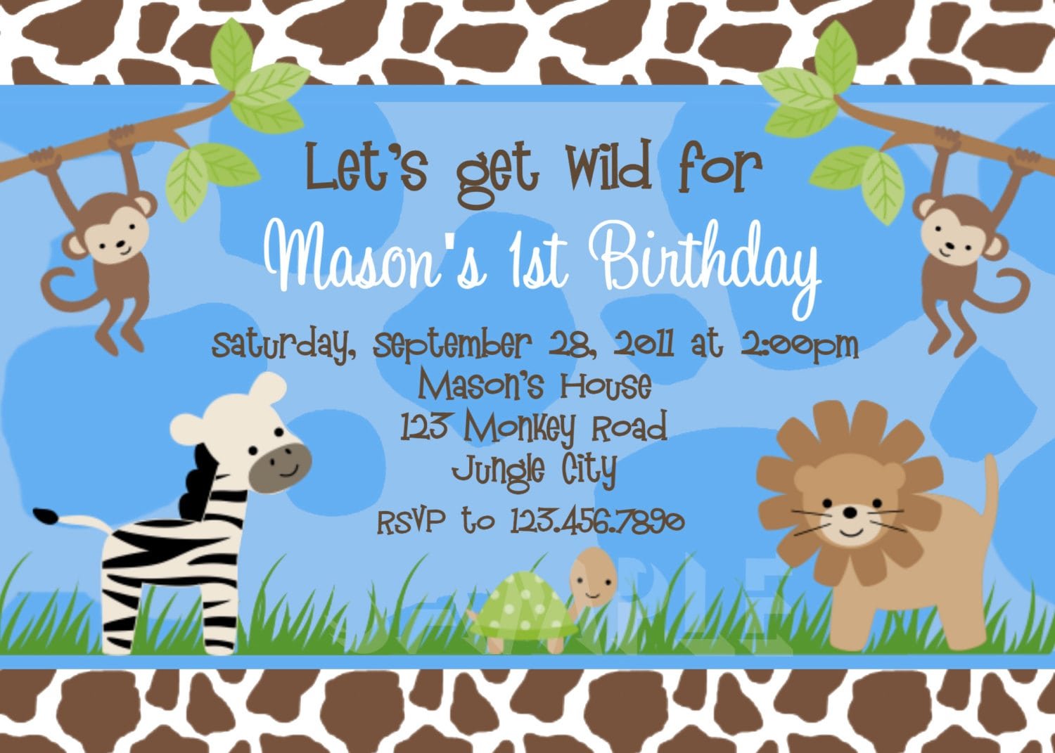 Jungle Theme Birthday Invitations