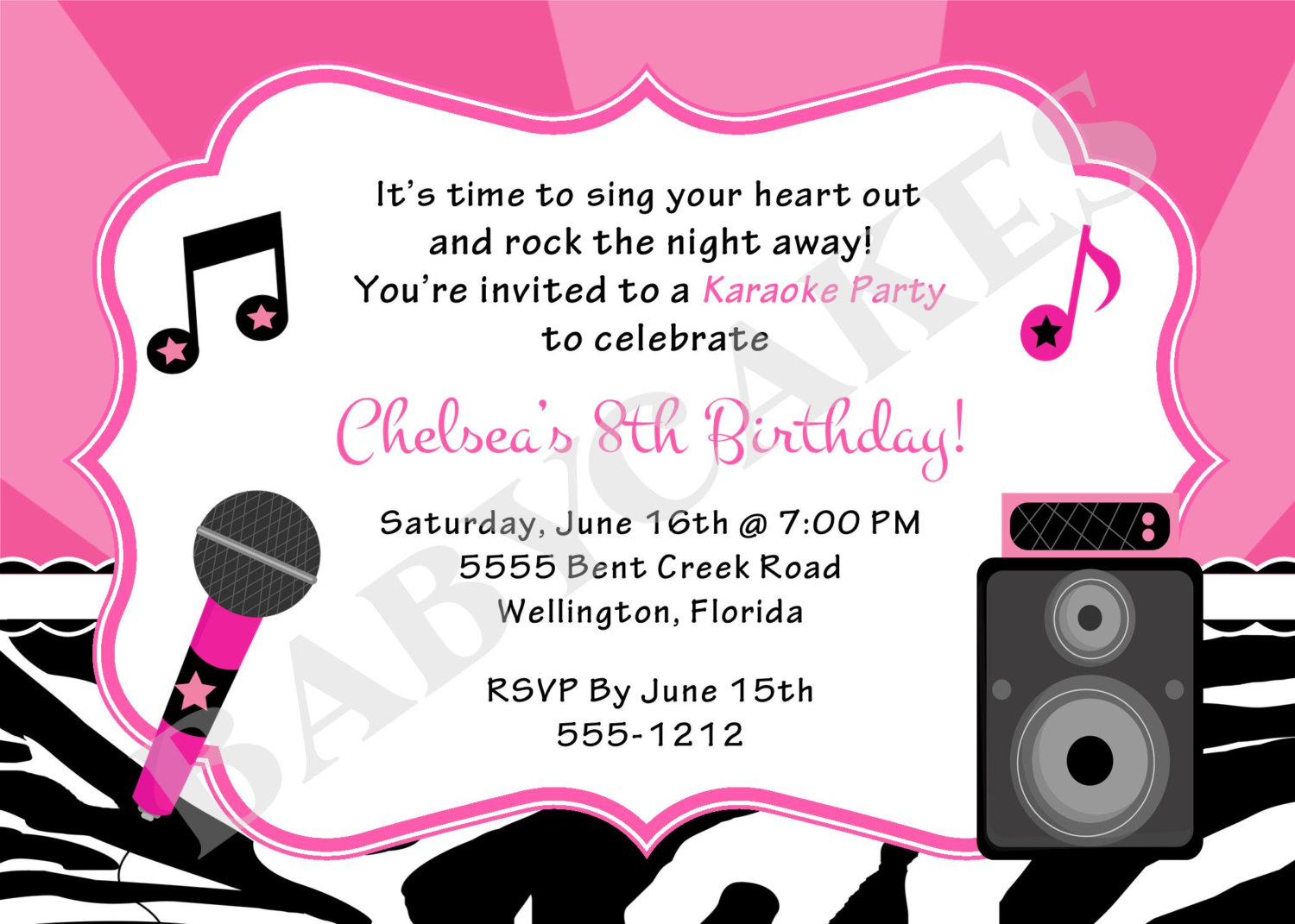 Karaoke Party Birthday Invitation Diy Print Your Own