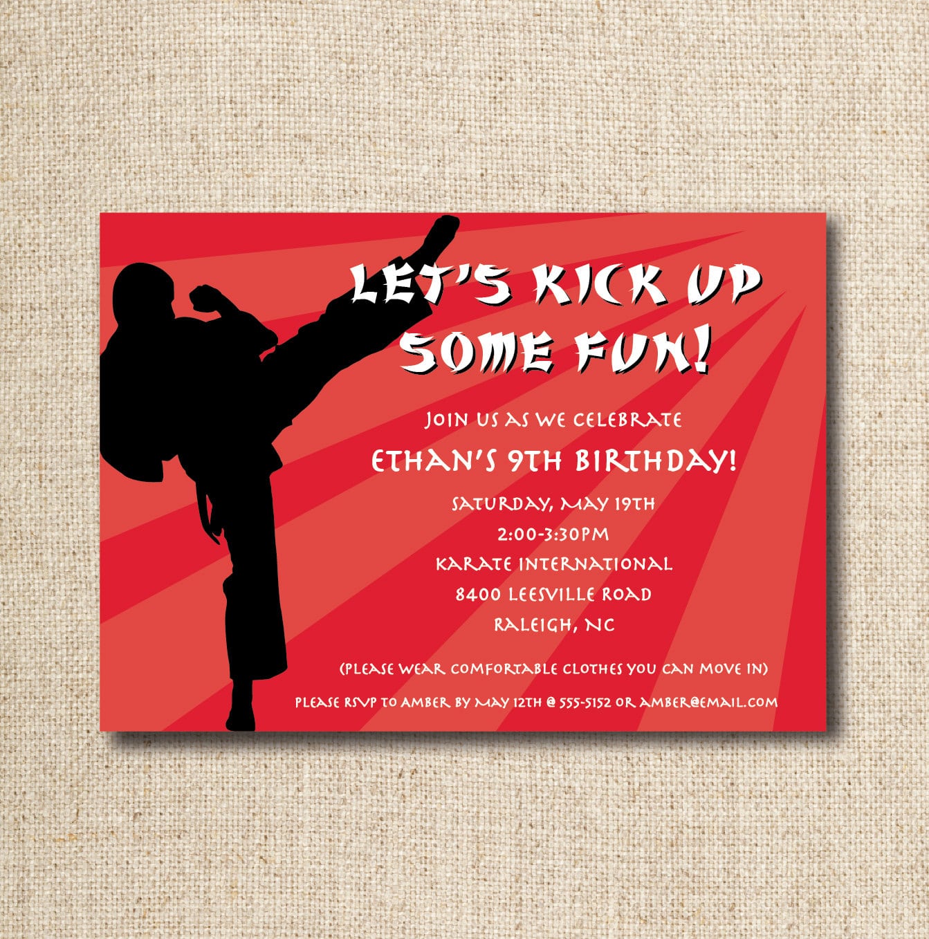 Karate Birthday Party Invitation Custom Printable File