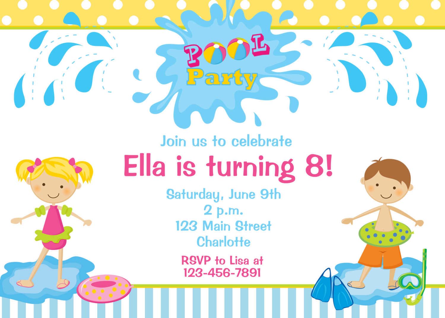 Kids Pool Party Invitations