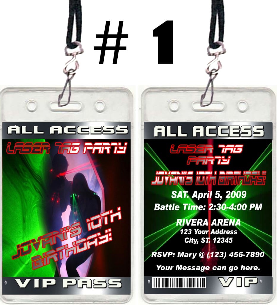 Laser Tag Ticket Vip Birthday Party Invitations And Favors