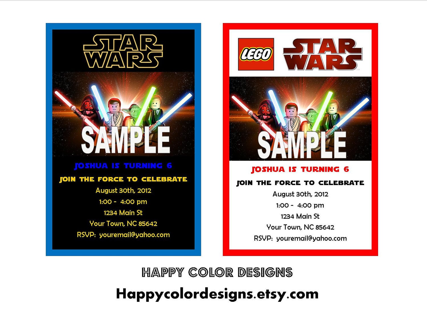 Lego Star Wars Birthday Party Invitations